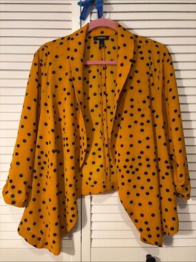 Torrid Yellow Polka Dot Open Draped Blazer